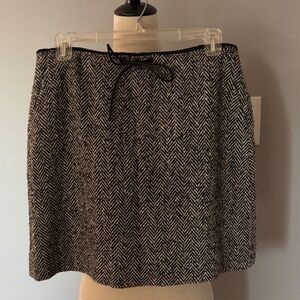 J. Crew Wool Blend Black and White Herringbone Mini Skirt
